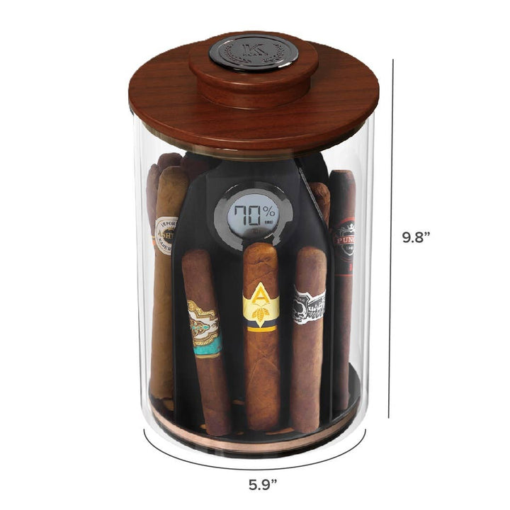 Cylindor Humidor - Glass Jar & Acacia Wood Lid