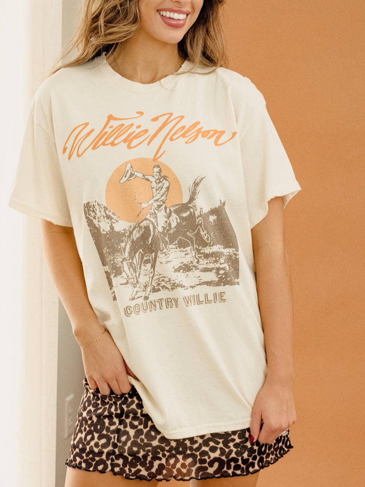 Willie Nelson Country Off White Thrifted Tee