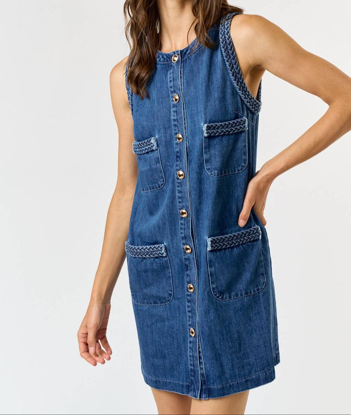 Carlie Denim Pocket Mini Dress