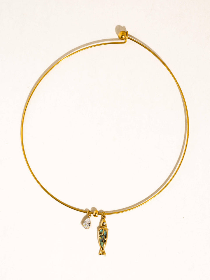 Francine 18K Gold Non-Tarnish Boho Fish Charm Choker