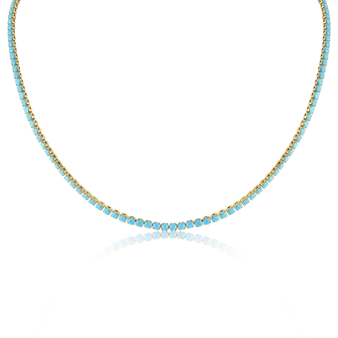 Turquoise Rhinestone Tennis Chain Necklace