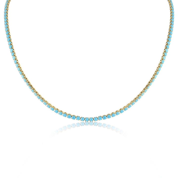 Turquoise Rhinestone Tennis Chain Necklace