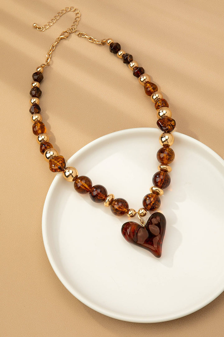 Chunky Beaded Charm Necklace