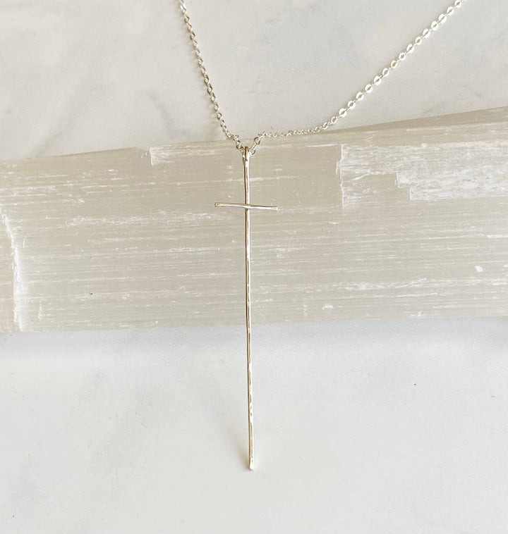 Modern Silver Cross Necklace