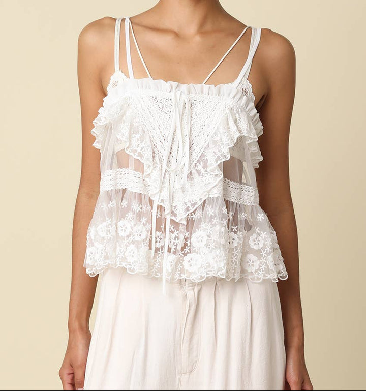 Bianca Lace Ruffle Camisole Top