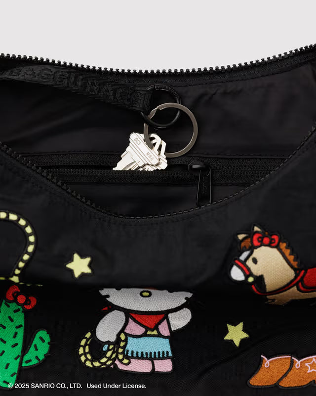Baggu Medium Nylon Crescent Bag Embroidered Hello Kitty Western