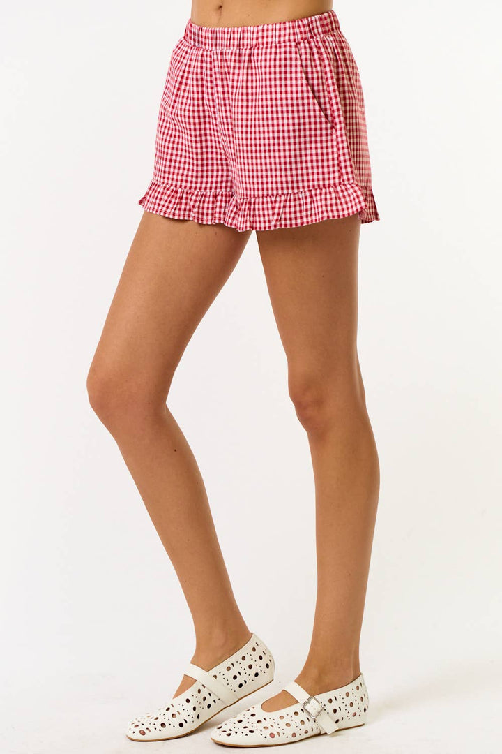 Gingham Ruffle Shorts