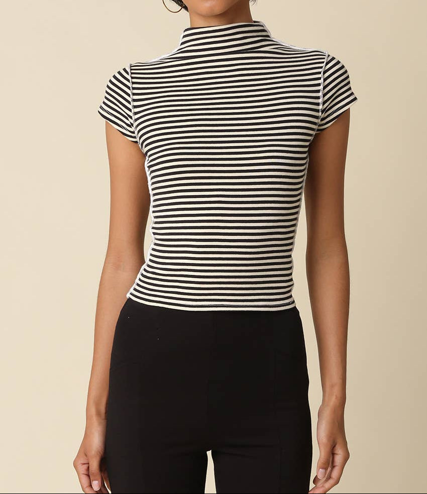 Mila Stripe Mock Neck Top