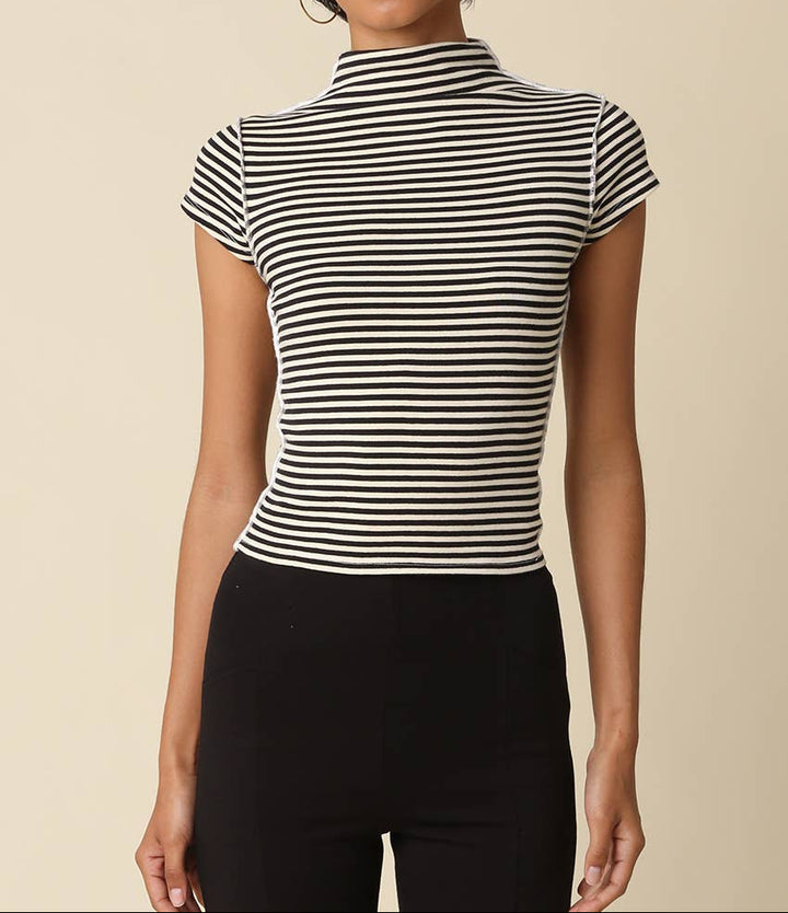 Mila Stripe Mock Neck Top