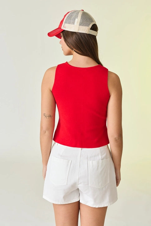 Audrey Sleeveless Button Up Top