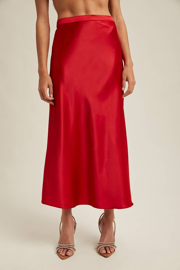 Ellie Satin Midi Skirt