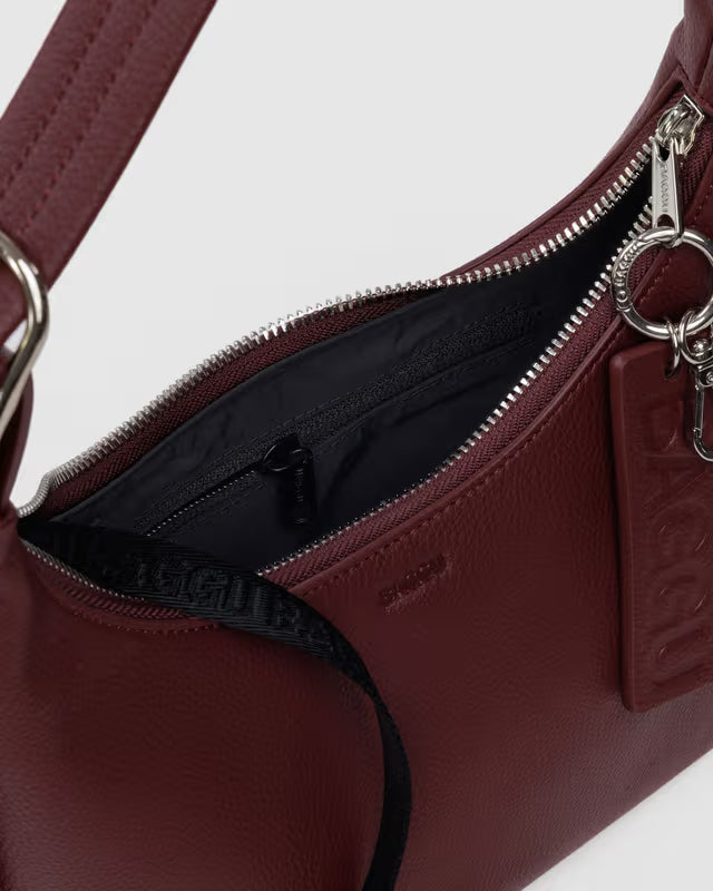 Baggu Mini Mahogany Leather Shoulder Bag