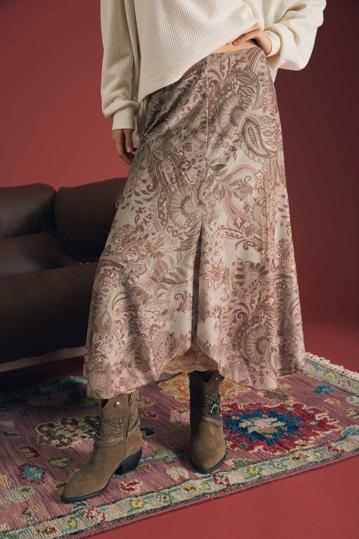 Paisley Lace Midi Skirt