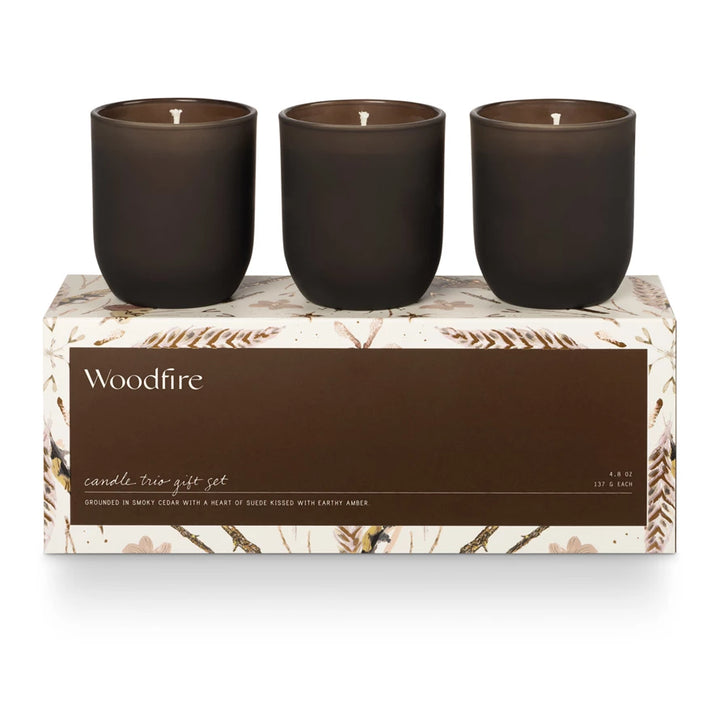 Woodfire Candle Trio Set
