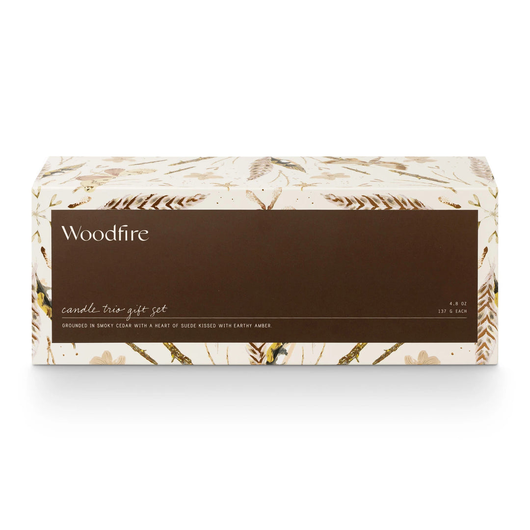 Woodfire Candle Trio Set