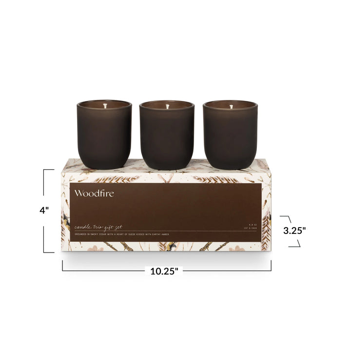 Woodfire Candle Trio Set