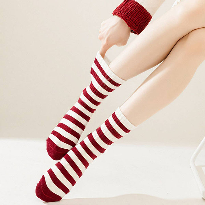 Red Stripe Crew Socks
