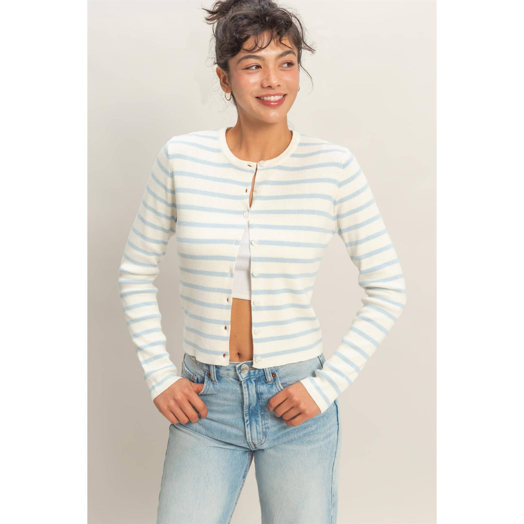 Sally Striped Button-Up Cardigan