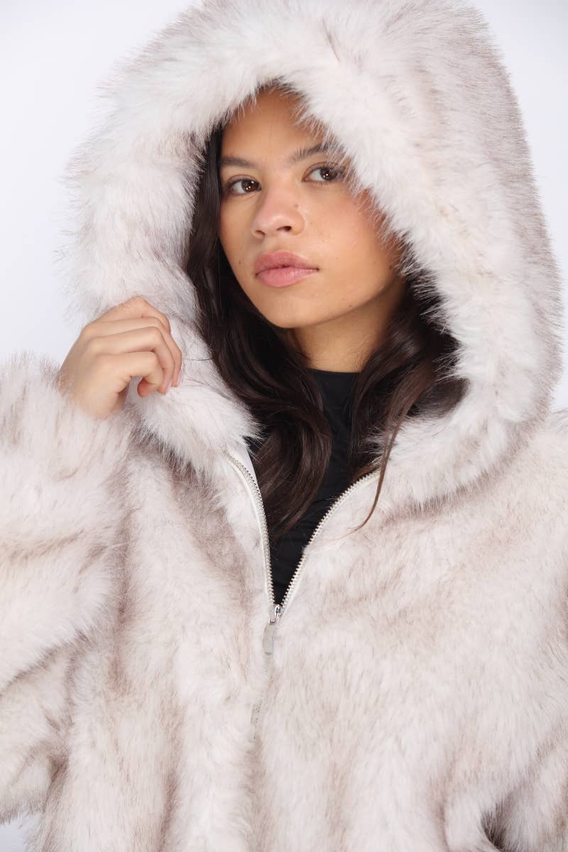 Anna Fur Hooded Bomber