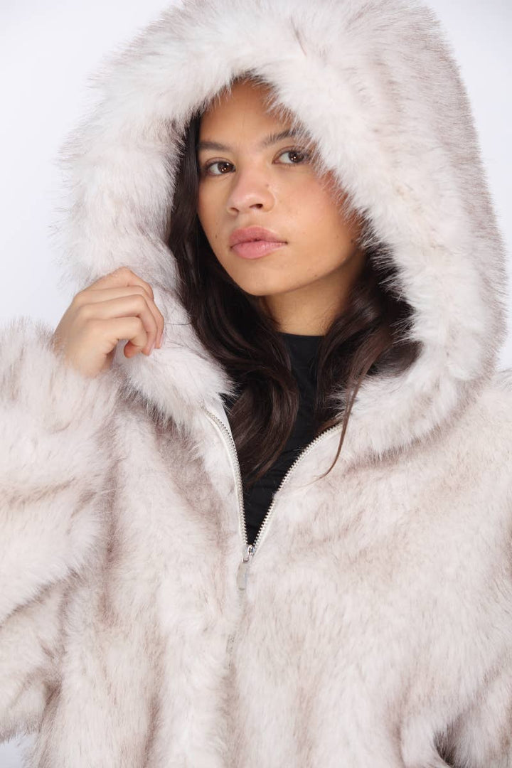 Anna Fur Hooded Bomber
