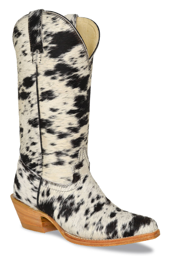 Claire Classic White and Black Speckle Cowboy Boots