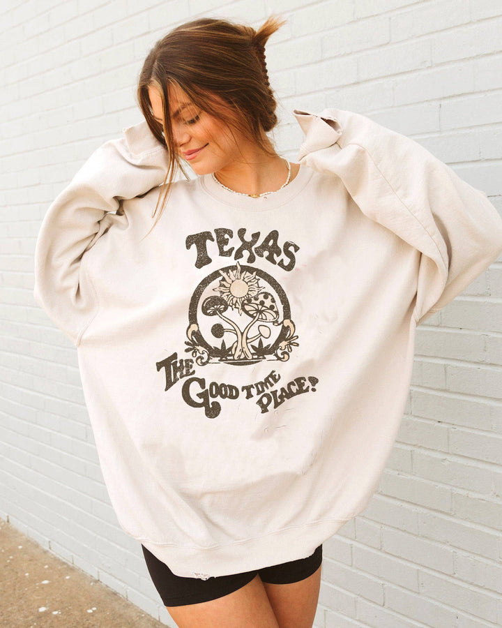 Texas The Good Time Place Sand Sweatshirt