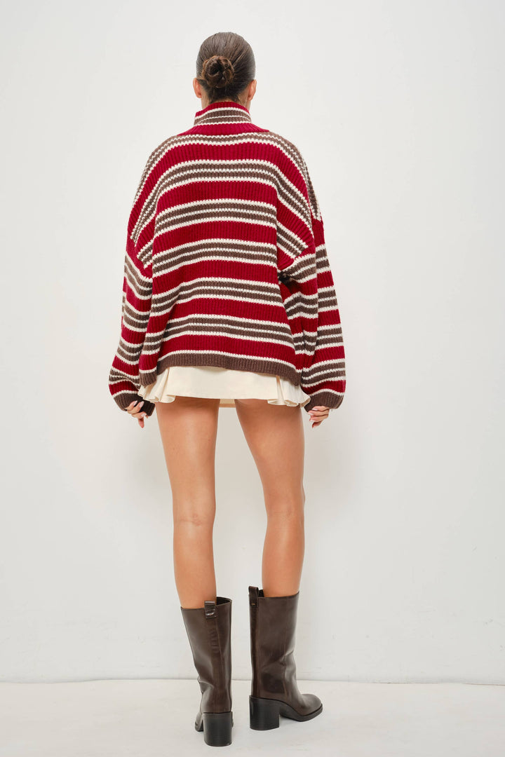 Ari Striped Mock Neck Jacket