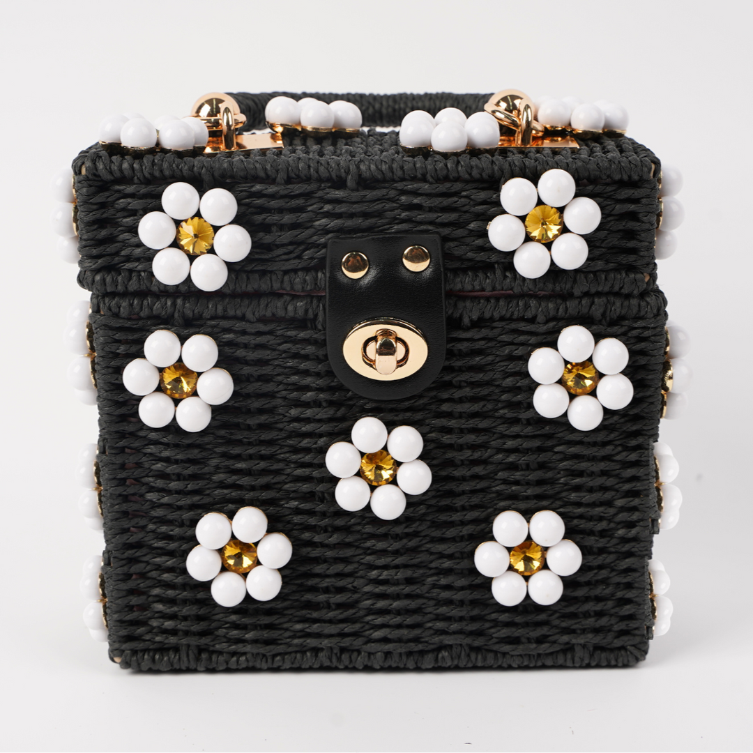 Wicker Bucket Daisy Flower Purse