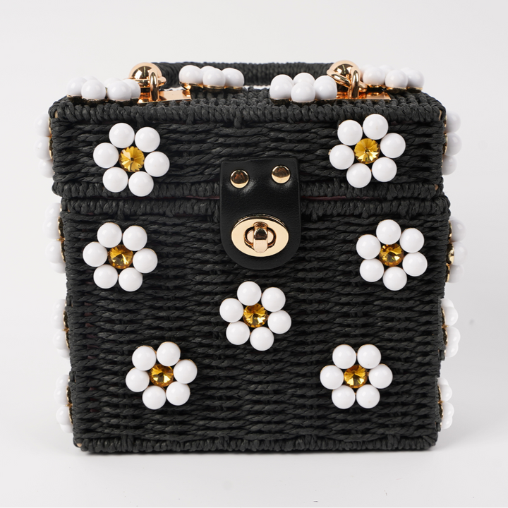 Wicker Bucket Daisy Flower Purse