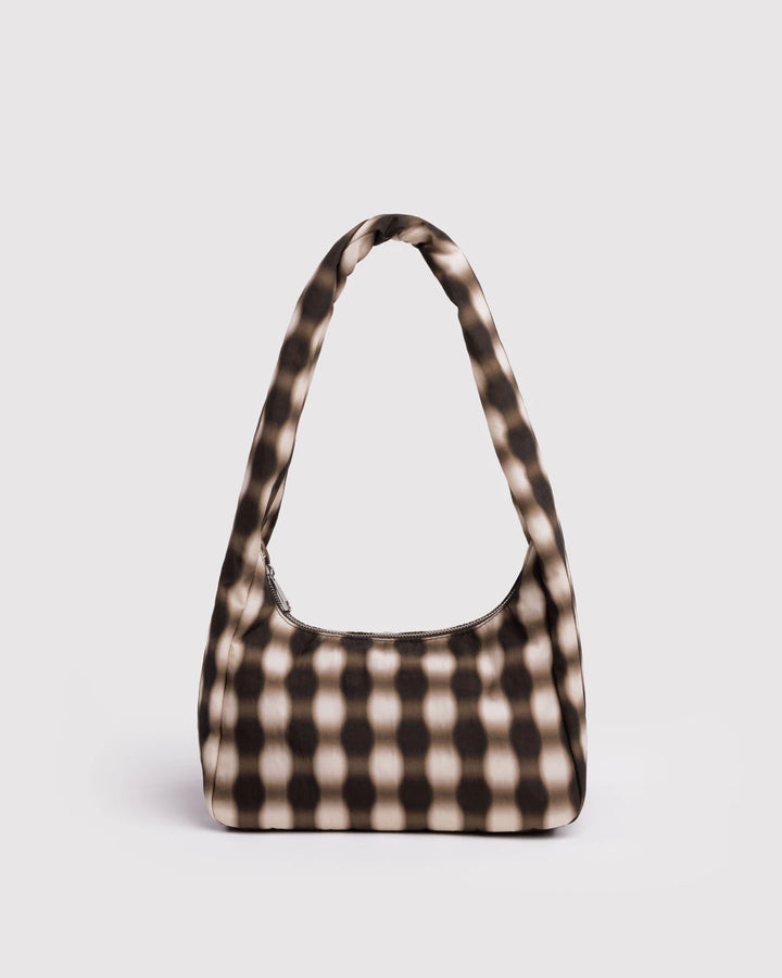 Baggu Small Nylon Meringue Bag - Blurred Gingham Brown