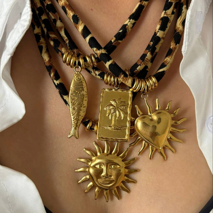Leopard Velvet Charm Necklace