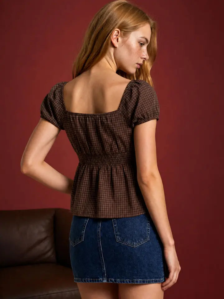 Iris Plaid Lace Top