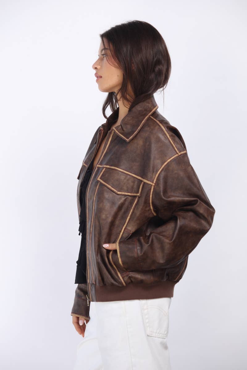 Margaret Two Tone Oversized Bomber Jacket