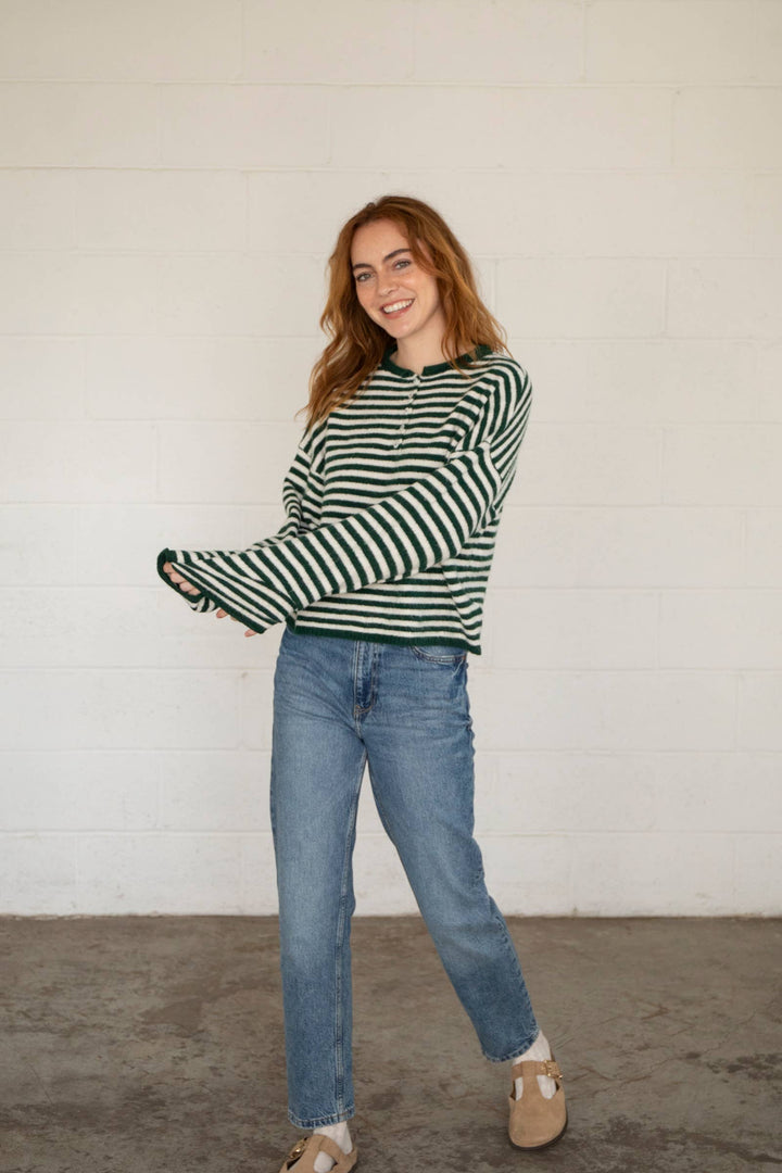 Piper Striped Henley Pullover