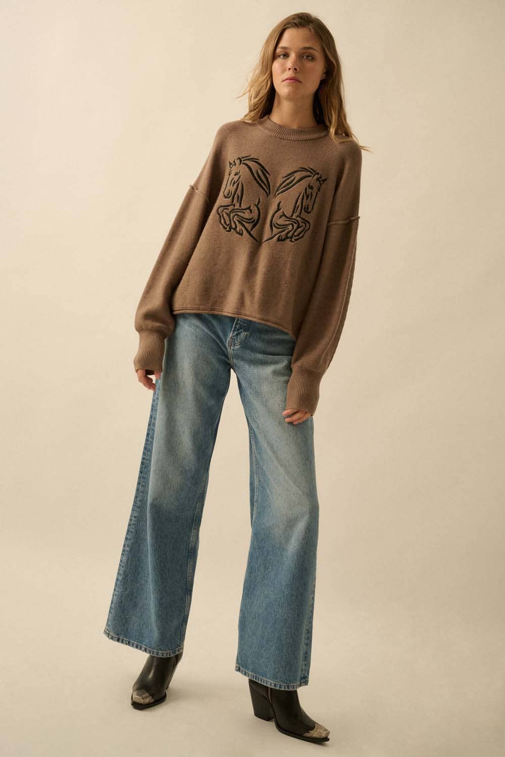 Kelsey Embroidered Horses Sweater