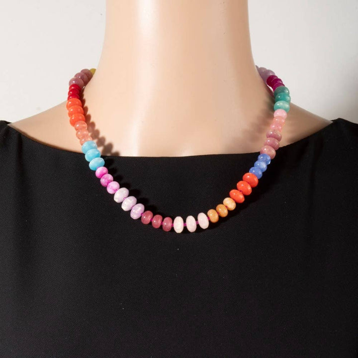 Mixed Glass Disc Beaded Necklace