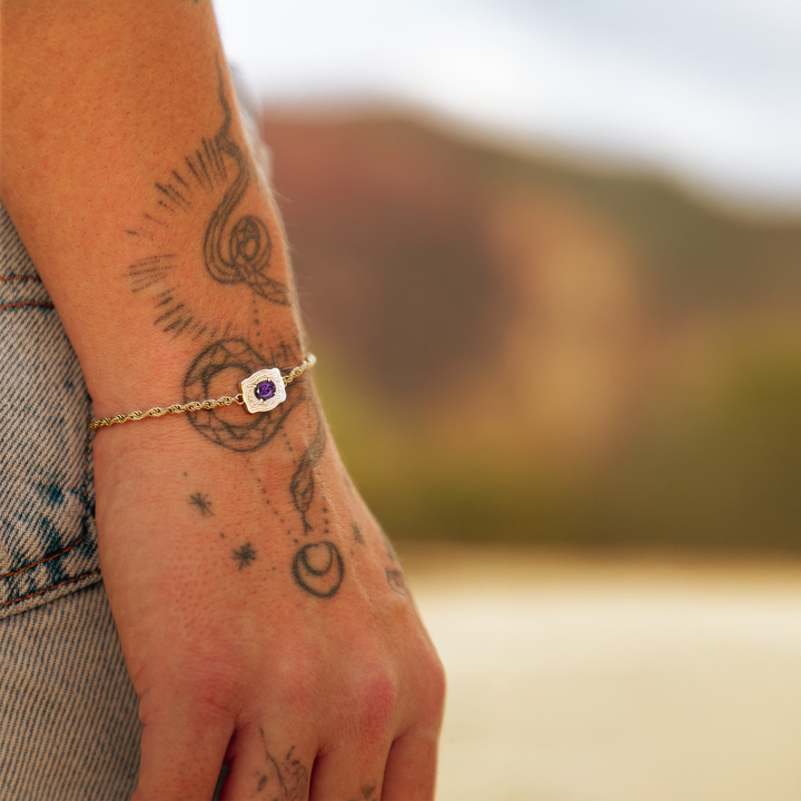 Ultra Mini Belt Buckle Birthstone Bracelet