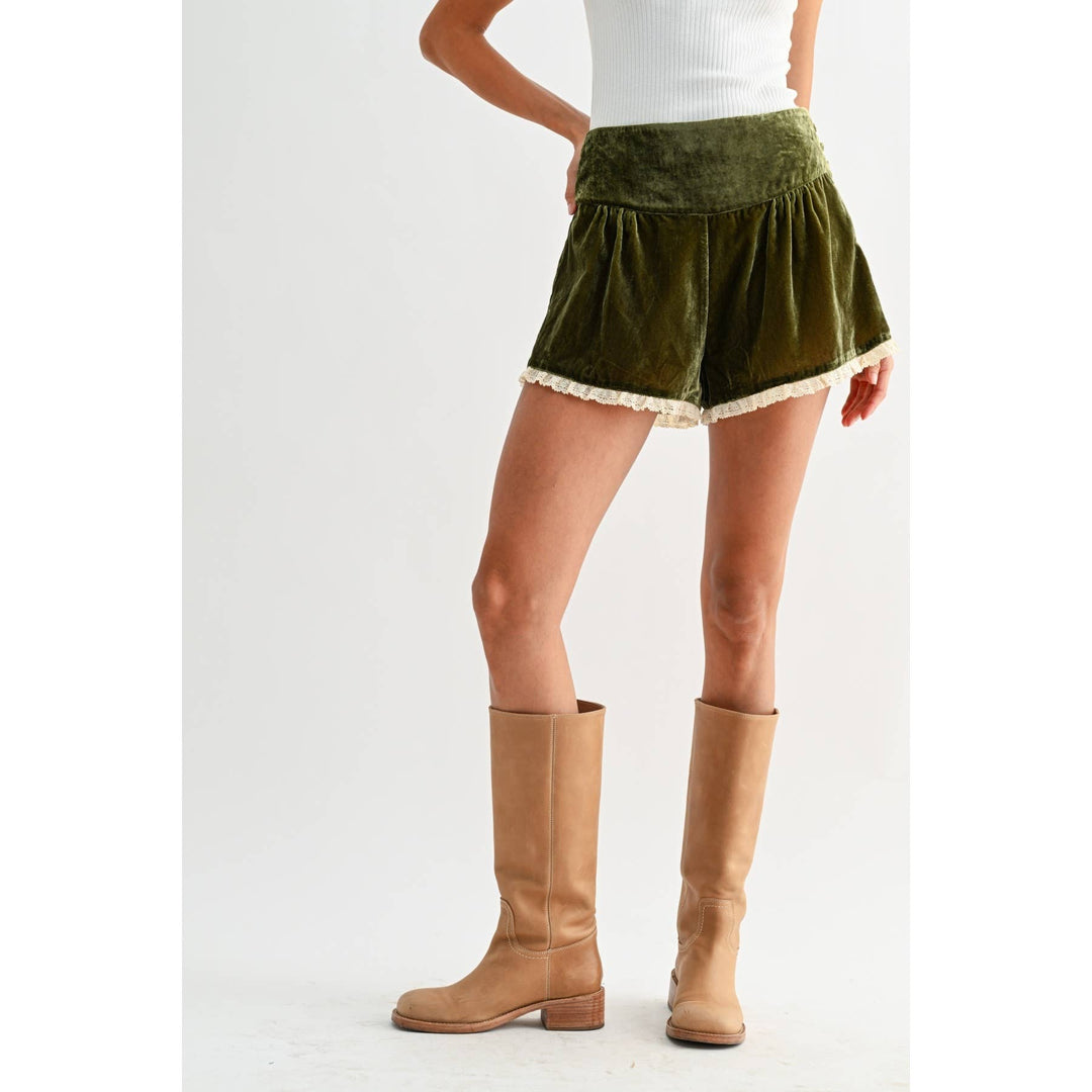 Camila Velvet Lace Trim Shorts