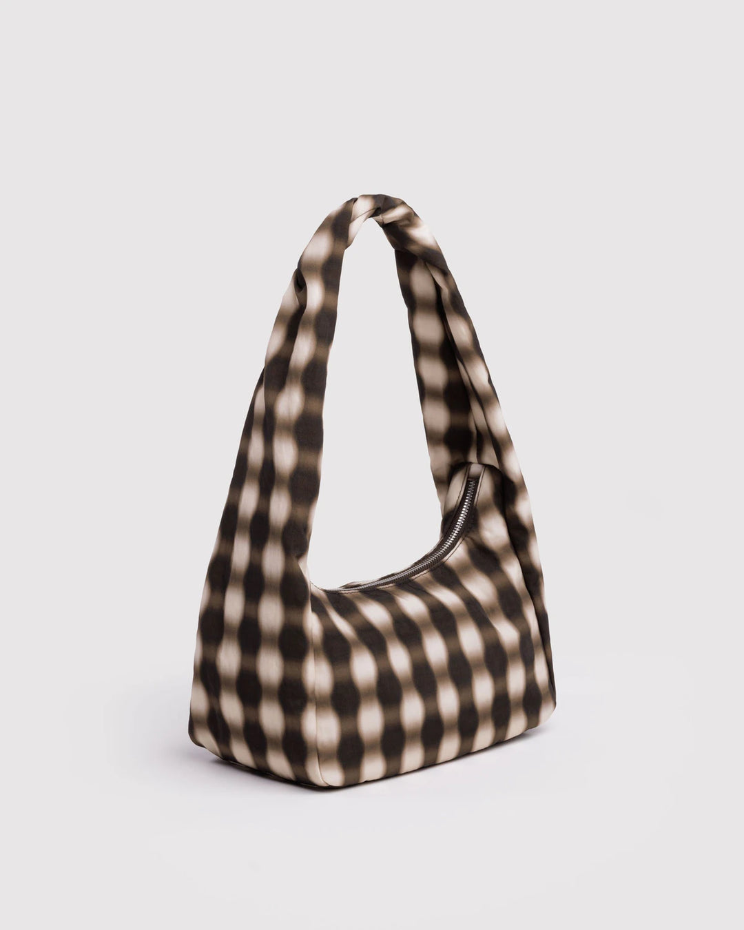 Baggu Small Nylon Meringue Bag - Blurred Gingham Brown