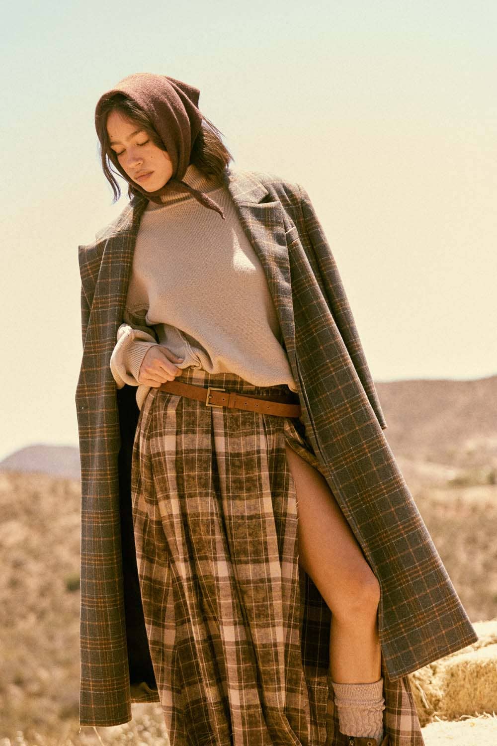 Josephine Plaid Felt Overcoat