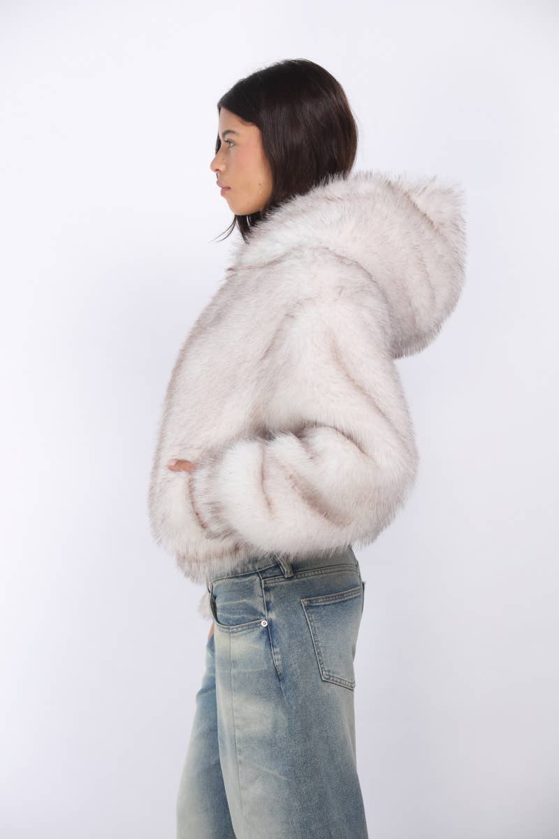 Anna Fur Hooded Bomber