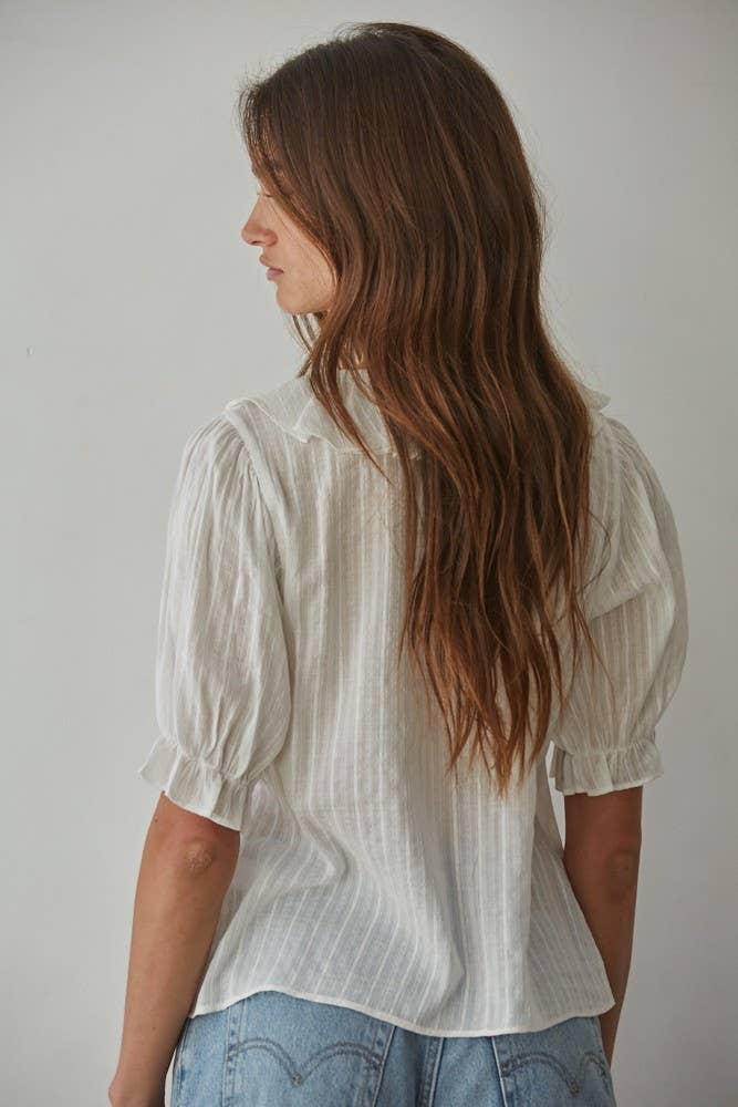 Rae Ruffle Woven Short Sleeve Top