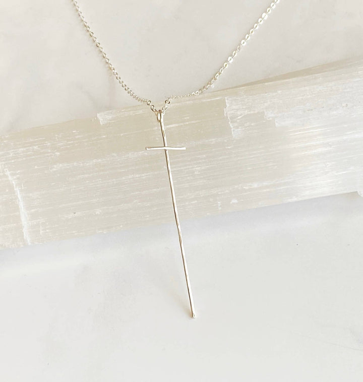 Modern Silver Cross Necklace