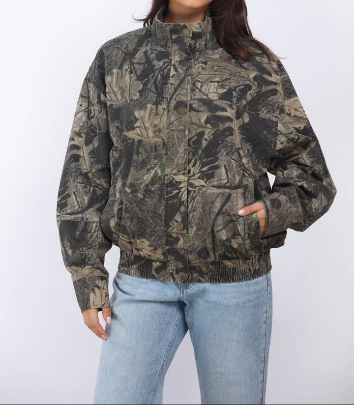 Nellie Tree Camo Oversized Bomber