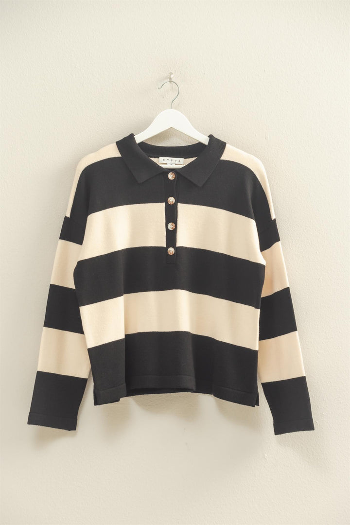 Sophia Striped Polo Sweater