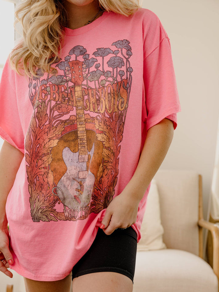 The Beach Boys Hot Pink Thrifted Tee