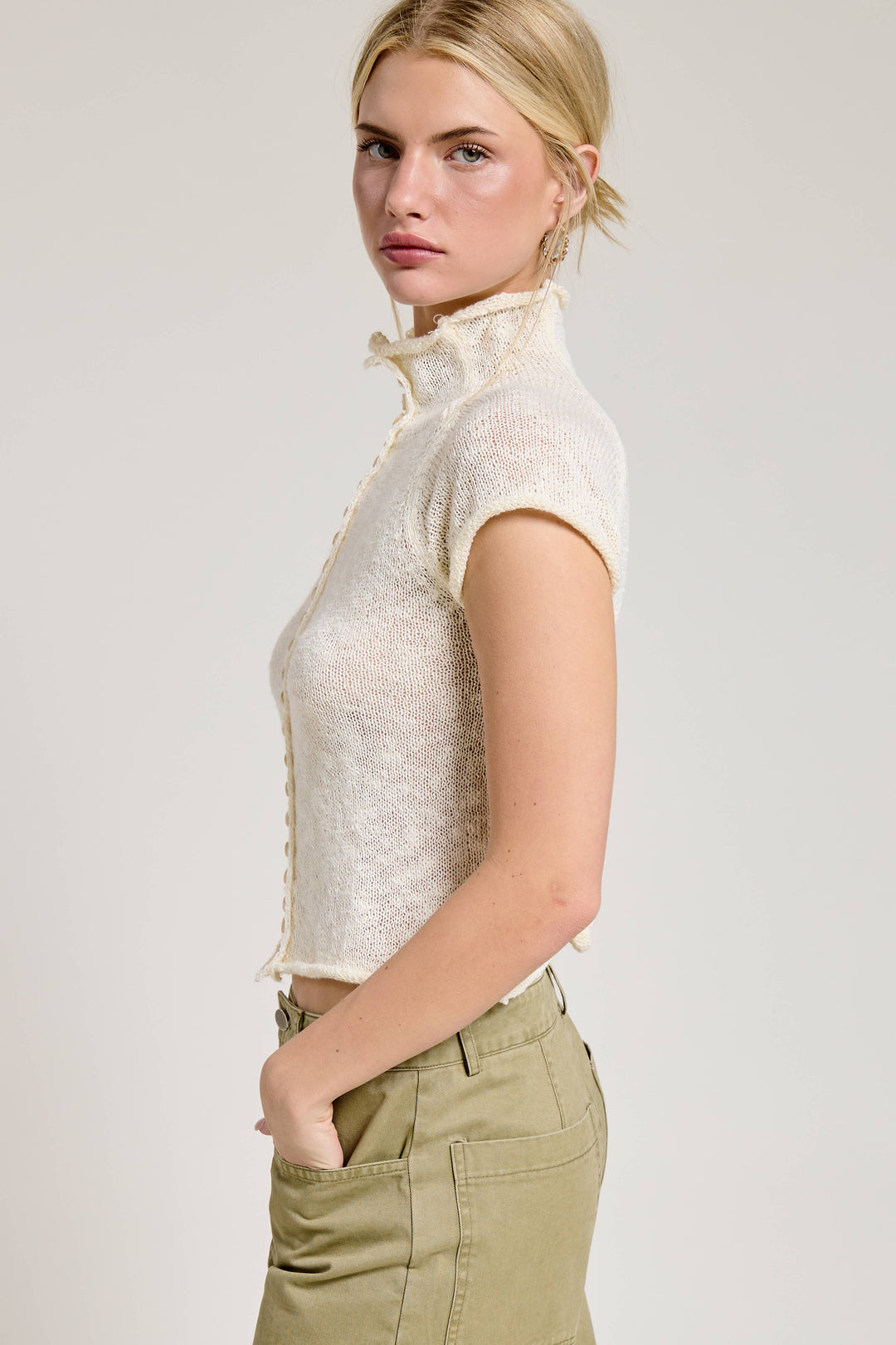 Elle Sheer Knit Mock Neck Top