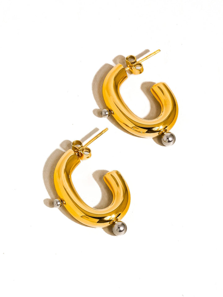 Alsace Two Toned C Hoop Earring