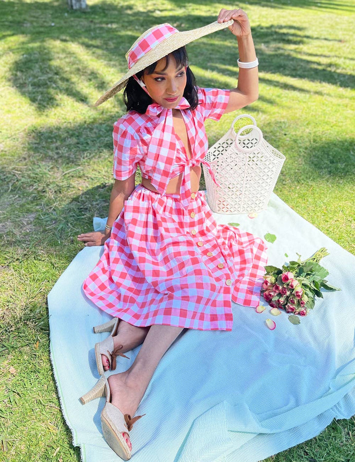 Scout Picnic Plaid Daisy Tie Top