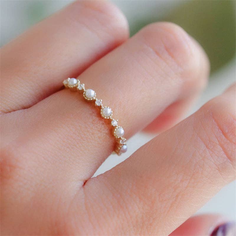 Dainty Pearl Stacking Ring